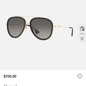 Gucci Gold and Black Aviator Sunglasses